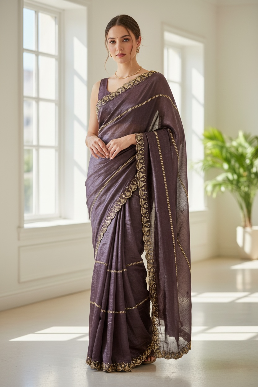 Premium Crushed Tissue Shimmer Saree
