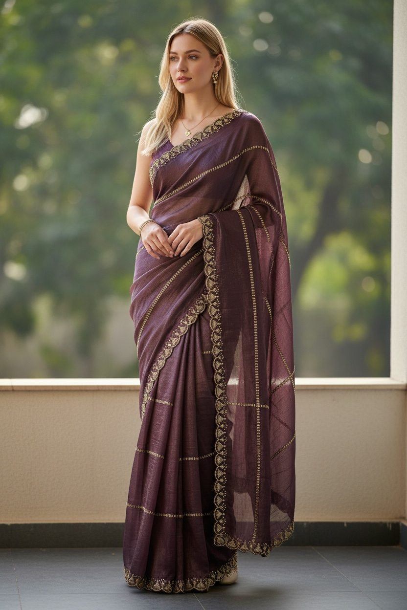 Premium Crushed Tissue Shimmer Saree