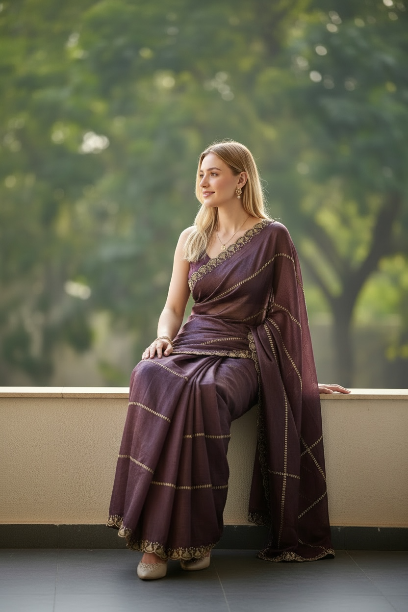 Premium Crushed Tissue Shimmer Saree